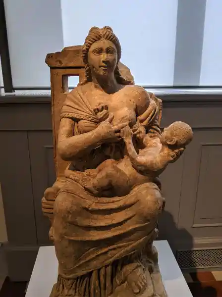 Statue of a breastfeeding mother and child, originally Isis and Horus, reworked to be Mary and Jesus, located in Bode Muse.
